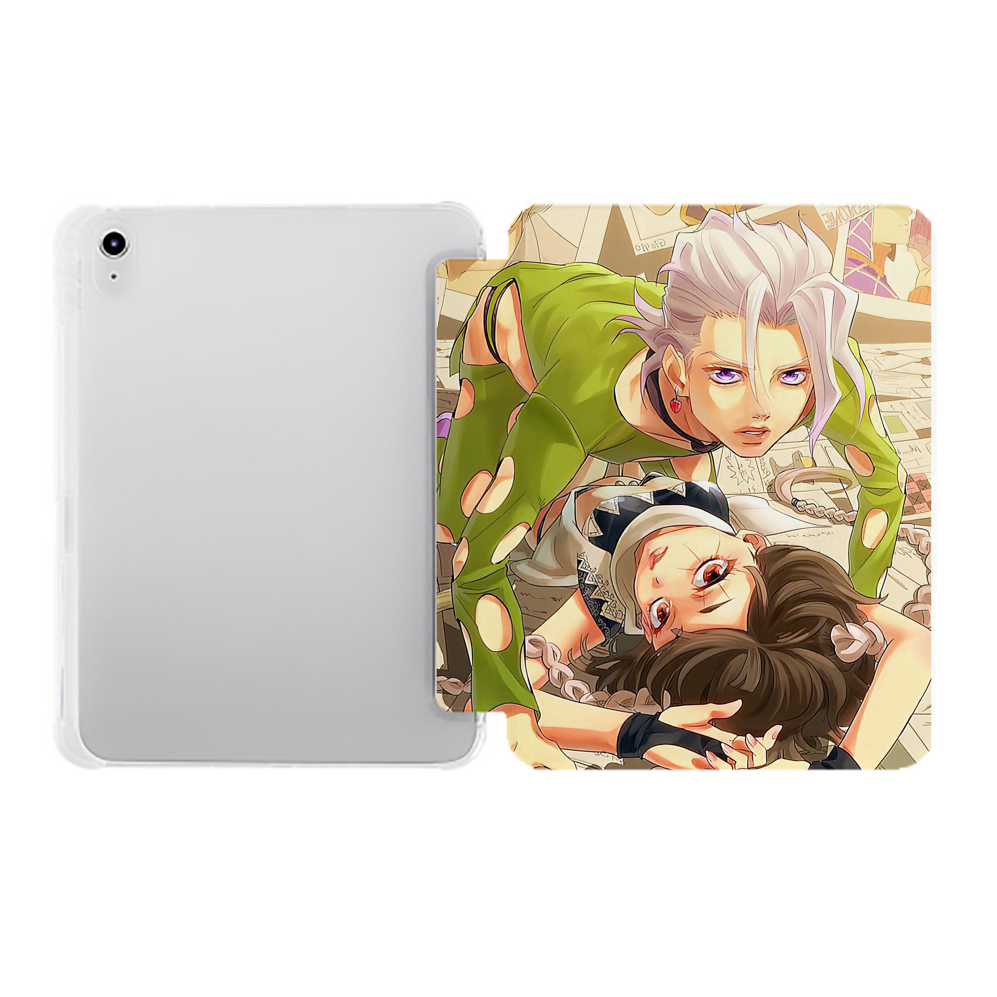（画像用） ジョジョの奇妙な冒険 JoJo's Bizarre Adventure IPad ケース ペン収納付き 三つ折りスタンド PUレザー×シリコン 対応機種9.5/10.5/10.9インチ